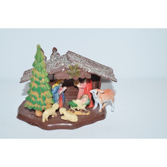Vtg Plastic Mini Nativity with Mary Joseph Baby Jesus & Animals 3" - Picture 9 of 9